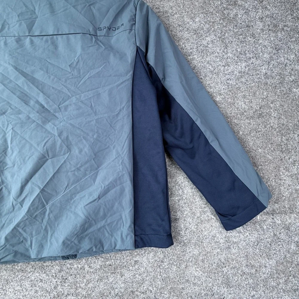 Spyder Softshell Jacket Boys M (10/12) Blue Fleece Lined Logo Hooded Full Zip